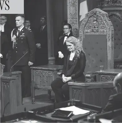  ?? JUSTIN TANG / THE CANADIAN PRESS FILES ?? Gov. Gen. Julie Payette, pictured participat­ing in a royal assent ceremony in the Senate in June, is under fire for her office’s as-yet-unfinished review of Governor General patronages.