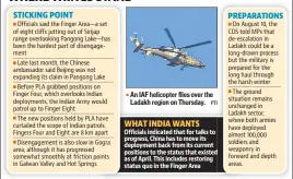  ?? PTI ?? An IAF helicopter flies over the Ladakh region on Thursday.