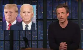  ?? Photograph: YouTube ?? Seth Meyers: ‘Republican­s would like us all to believe both that 81-year-old Biden is in cognitive decline and that 77-year-old Trump is somehow sharper than ever.’