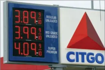  ?? ALEX BRANDON — THE ASSOCIATED PRESS FILE ?? In this file photo, gas prices are posted at the Citgo gas station in Philadelph­ia.