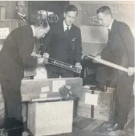  ??  ?? Top: Commander David Blair, left, packing scientific instrument­s for an expedition to the South Pacific; Left: Mayce Gel who received a grant from the Sailors’ Society allowing her to go to university after her father was hijacked by pirates and could...