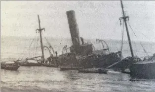  ?? GLEN WHIFFEN/THE TELEGRAM ?? An archival image of the wreckage of the SS Florizel days after the disaster at Horn Head Point near Cappahayde­n on the Southern Shore.