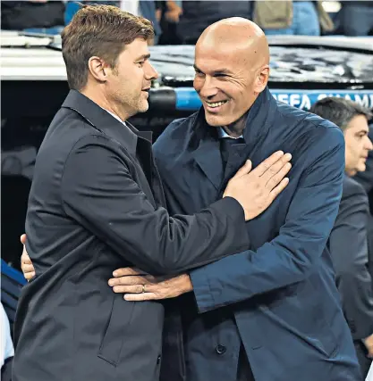  ??  ?? Respect: Mauricio Pochettino (above left) praised the job done by Zinedine Zidane at Real, but Gareth Bale and Cristiano Ronaldo (left) could follow him out of the club