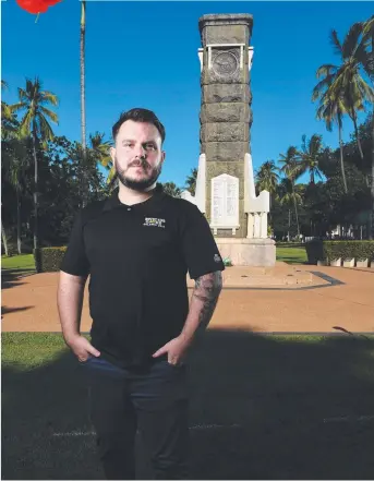  ?? COMMITMENT: Townsville veteran Phillip Thompson at the Anzac Park cenotaph. Picture: ZAK SIMMONDS ??