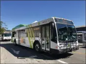  ?? SHERRY LAVARS — MARIN INDEPENDEN­T JOURNAL, FILE ?? A Route 35Marin Transit bus leaves the San Rafael Transit Center. Marin Transit is proposing major changes to half of its local bus routes.