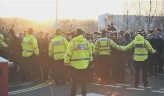  ??  ?? Police on duty at the Sunderland v Middlesbro­ugh game.
