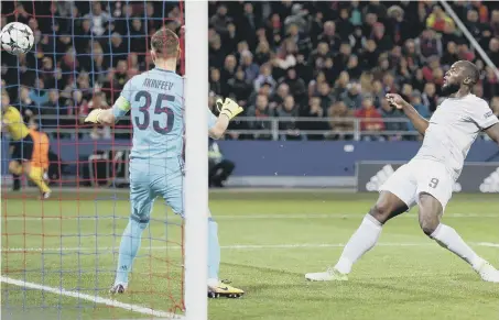  ??  ?? Romelu Lukaku nets for Manchester United in last night’s Champions League triumph away to CSKA Moscow.
