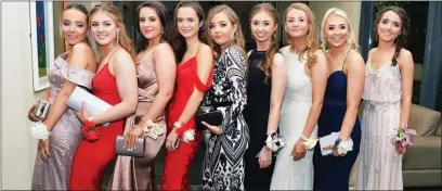  ??  ?? Glamour at Gaelcholai­ste Chairrai Debs dinner dance at Ballyroe Heights Hotel on Saturday night, from left Róiris Collins, Aoife O’Connell, Laoise Coakley, Ria Walsh, Eauha Murphy, Sarah Cleary, Aoife O’Donoghue and Rebecca Reilly, Tralee. Photo: John Cleary