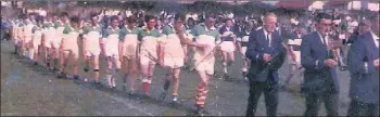  ??  ?? Parading before the 1968 East Cork final.