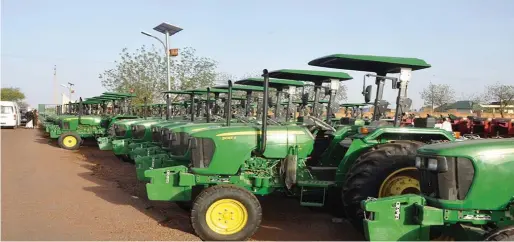  ??  ?? Tractors purchased by Kebbi State Government for rice farming