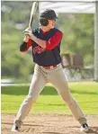  ?? PHOTO: NEV MADSEN ?? HITTER: Toowoomba Rangers import Ben Little bats against Windsor Royals.