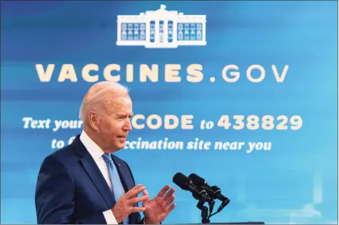  ?? Demetrius Freeman / The Washington Post ?? President Biden in August at the White House. On Sept. 9, Biden announced plans to impose a COVID-19 vaccinatio­n requiremen­t on companies with at least 100 employees, or otherwise collect test results weekly from workers declining to get vaccinated.