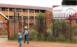  ?? /Bongani Mdakane ?? Lesiba Secondary School in Daveyton. Pupils at the school are still in shock over the deaths of their schoolmate­s Zukiso Majola and Njabulo Ndhlebe.