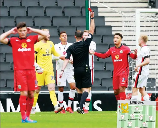  ?? PICTURES: Action Images ?? RED-FACED: Adam Henley reacts after being sent off early on