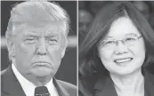  ?? AFP/ GETTY IMAGES ?? Trump says Tsai Ing- wen called to congratula­te him on his victory.
