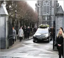  ??  ?? The remains of the late Ellen Dillane are brought from St John’s Church in Tralee following her funeral mass on Saturday morning.