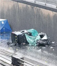  ?? Picture: PA. ?? The aftermath of the collision at the underpass on Lee Bank Middleway near Edgbaston.