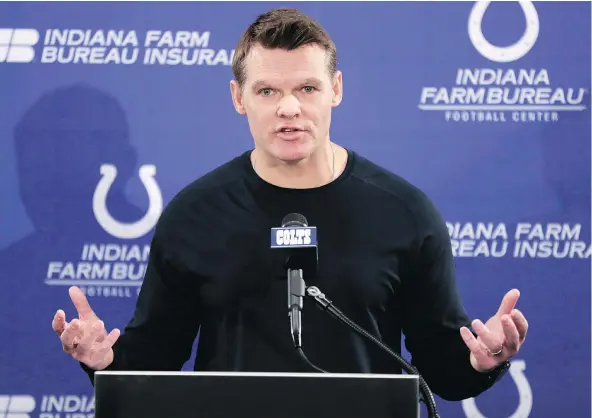  ?? —AP ?? Indianapol­is GM Chris Ballard told reporters he remains confident that he’ll find ‘the right leader’ for the Colts.