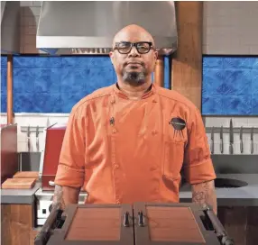  ??  ?? Chef Melvin “Boots” Johnson of Queens Bully in Queens, NY, beat out three other contenders Aug. 28 in a four-city competitio­n on The Food Network’s Chopped Grill Masters series. JASON DECROW / FOOD NETWORK