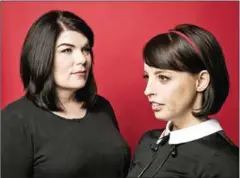  ?? EMILY BERL/THE NEW YORK TIMES ?? Karen Kilgariff (left) and Georgia Hardstark at the Orpheum Theater in Los Angeles on March 16.