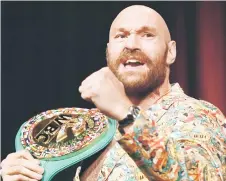  ?? — AFP file photo ?? Tyson Fury attends a press conference for his WBC heavyweigh­t championsh­ip fight against challenger US boxer Deontay Wilder at the MGM Grand Garden Arena in Las Vegas, Nevada ahead of their Oct 9 fight.