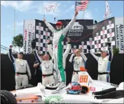  ?? Photo courtesy Chris Jones/IndyCar ?? Santa Clarita Valley native Colton Herta celebrates his win at the Firestone Grand Prix of Monterey at WeatherTec­h Raceway Laguna Seca Sunday afternoon.