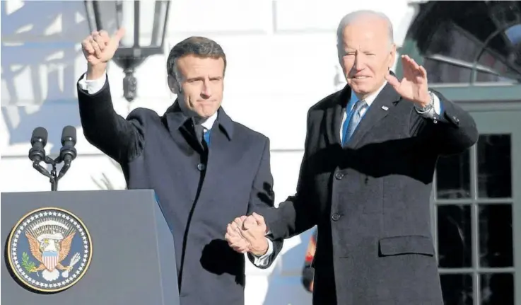  ?? Foto: E.P. ?? El presidente francés, Emmanuel Macron, y su homólogo estadounid­ense, Joe Biden, en la visita a EEUU del primero.