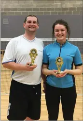  ??  ?? Mixed doubles winners: Graham MacMullen and Cliona McGowan with their trophies.