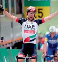  ?? Supplied photo ?? UAE Team Emirates rider celebrates the finish. —