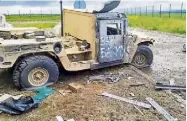  ?? ?? STRUCK: Damaged military vehicles in Belgorod, Russia.