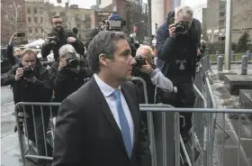 ?? Jeenah Moon / New York Times ?? Michael Cohen, President Trump’s fixer and attorney, is searching for a new legal team to represent him in an FBI investigat­ion of his business dealings.