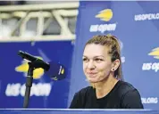  ?? — AFP ?? Romania’s Simona Halep addresses the media in New York ahead of the US Open.