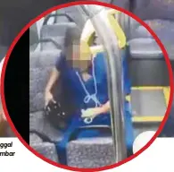  ??  ?? RAKAMAN CCTV menunjukka­n mangsa tertinggal beg tangan sebelum turun bersama anak. Gambar kanan, suspek mencuri dompet mangsa.
