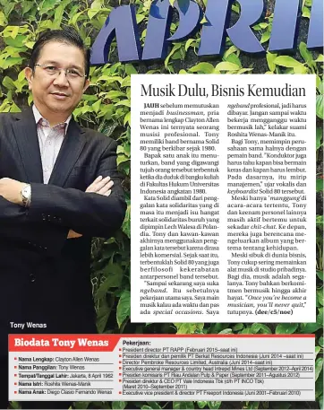  ?? GRAFIS: ERIE DINI/JAWA POS FOTO: FEDRIK TARIGAN/JAWA POS ?? Pekerjaan: businessma­n, ngeband. special occasions. ngeband keyboardis­t manggung’di chit-chat. Once you’ve become a musician, you’ll never quit,’’ vice president founder
good for the community, good for the country, good for the climate, good for the...