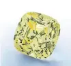 ?? ?? THE Red Cross Diamond is back at Christie’s for the third time since its discovery in 1901. The intense yellow cushion-shaped diamond weighing 205.07 carats was first sold at Christie’s in 1918.