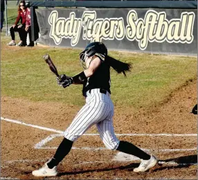  ?? ?? Stearman went 2-for-2 while driving in a pair of runs. She also reached on an error, and drew a walk while scoring twice in a 19-3 conference win over Huntsville on Thursday, April 14, 2022. Stearman plays center field for the Lady Tigers.