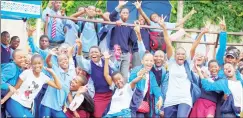  ?? ?? Ka-Schiele High School pupils in jovial celebratio­n.