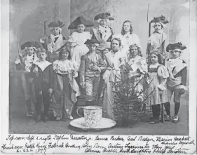  ?? COURTESY OF THE PORTSMOUTH ATHENAEUM ?? Marion Hackett, whose father Wallace served as Portsmouth mayor in 1907–1908, is shown as a child (back row, second from right) celebratin­g President George Washington’s birthday.