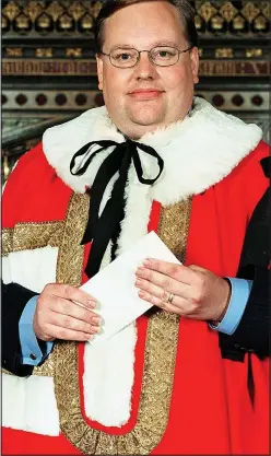  ??  ?? Reinstated: Rennard in his finery in the House of Lords