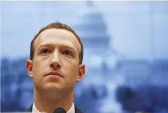  ??  ?? Mark Zuckerberg testifying at a Senate hearing about Facebook’s use of user data, Washington, D.C., April 2018