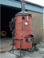  ?? BEAMISH ?? Above: The new boiler being steam tested for the first time, using a special cradle to stand it upright.