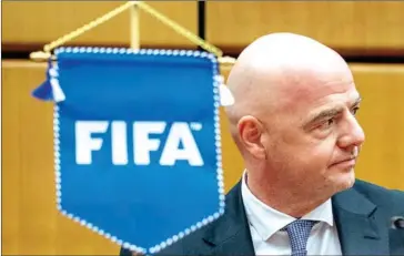  ?? AFP ?? FIFA president Gianni Infantino on the occasion of a new partnershi­p with the UN’s Office on Drugs and Crime (UNODC) to jointly tackle corruption and crime in football in September last year.