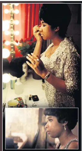  ??  ?? Moment of reflection
Aretha fixes her make-up before a 1969 concert in Newark, New Jersey.
She struggled with her weight, especially after she quit smoking in 1992 saying that smoking was “messing with my voice”.
Jennifer shows her nervously appraising her appearance in the mirror.