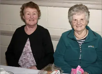  ??  ?? Liz Somers and Nellie Fingleton at a coffee morning in aid of The Hope Cancer Support Centre in Monageer Hall.
