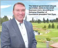  ?? STEVE MacNAULL/The Okanagan Weekend ?? The federal government should reconsider plans to tax small business more, according to Kelowna Chamber of Commerce president Tom Dyas.