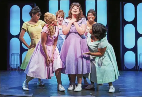  ??  ?? ROGER MASTROIANN­I Christiana Perrault, left, Annalise Griswold, Hannah-Jo Weisberg, Shelby Griswold, Camille Robinson and Adrianna Cleveland perform in Great Lakes Theater’s “Beehive: The 60s Musical.”