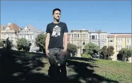  ?? Jeff Chiu
Associated Press ?? MICHAEL ROUPPET near the San Francisco home where he was evicted. Propositio­n F backers say short-term rentals hurt the city’s limited housing supply.