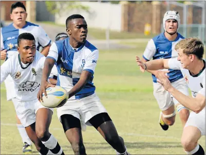  ?? Picture: FREDLIN ADRIAAN ?? FOCUSED MOVE: Westering High flyhalf Baphelele Pango prepares to distribute the ball against Union High