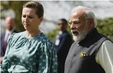  ?? AP ?? Indian Prime Minister Narendra Modi and Denmark’s Mette Frederikse­n held talks in Copenhagen yesterday