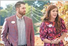  ?? Jeremy Stewart ?? Cedartown Chick-fil-A owner/operator Kristen Brannon (right) stands beside her husband, Tyler Brannon, while speaking at the official groundbrea­king of the new location on Monday, Oct. 24, 2022.